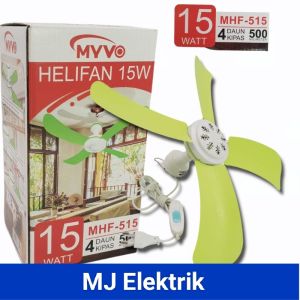 Kipas Angin Gantung langit langit Plafon Helifan 15 Watt 4 Baling MYVO MJ Elektric