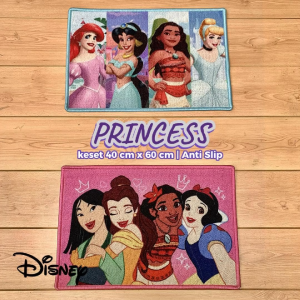 Disney Princess Official Merchandise keset kaki anak 40 cm x 60 cm anti slip motif kartun karakter bulu alas lantai depan pintu masuk dapur kamar mandi tidur doormat - NMs