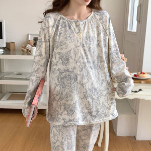 Womens Pajamas Spring and Autumn 2024 New Arrival Black Polka Dot Long Sleeve Pants Autumn and Winter Sweet Home Wear Suit