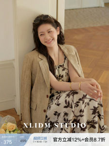 Textured Cotton-Linen Blended Womens Suit Jacket