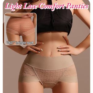 Light Lace Comfort Panties Tummy Tuck High Waist Underwear Plus Size Seamless Briefs Lingerie