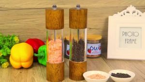 KEMORELA Premium Acrylic Salt and Pepper Grinder Manual Salt and Pepper Mills Wooden Shakers with Adjustable Core-Salt Grinder