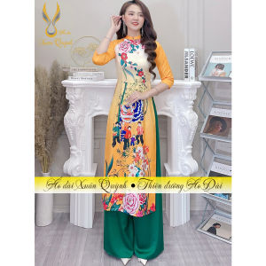 Áo Dài Cách Tân Tết Ombre Vàng Trắng Trẻ Trung Lụa Tây Thi Cao Cấp - Áo Dài Xuân Quỳnh H94