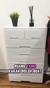 𝗨𝗥𝗕𝗔𝗡𝗛𝗢𝗠𝗘𝗦 Extra Height Kids Wardrobe Cabinet | 5/6/7 Tiers Tall Storage Organizer with Drawers | Macaron Color Plastic Drawer Cabinet for Clothes Toys Books | Child-Friendly Design | Rak Baju Kanak-Kanak Tinggi Bertingkat Warna Pastel | Baby