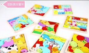 3D Wooden Jigsaw Puzzle | Early Learning Montessori Educational Toys for Children Kids Toddler Baby Hand Grasp