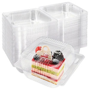 Transparent Plastic Food Dome Cover for Square Food Containers with Hinged Lid Ideal for Pastry Salad and Dessert Food Storage