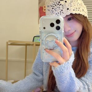 เคสโทรศัพท์แบบมีขาตั้งแม่เหล็ก ลายดาวระยิบระยับ สำหรับ iPhone 13/15/16 Pro Max/14/17 Pro Max ลายการ์ตูน ฝาหลัง