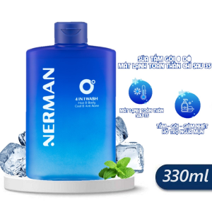 Sữa Tắm Gội NERMAN 0 Độ 4in1 330ml Mát Lạnh Tức Thì Ngừa Mụn Lưng Hương Nước Hoa Nam Tính Nerman Hair & Body Wash Instant Cooling & Anti Acne