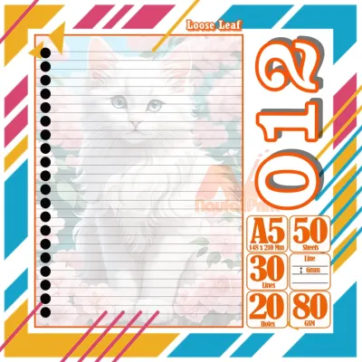 Binder A5 Loose Leaf Leef Karakter Kucing Lucu Cute cewe perempuan Isi 50 Lembar isi Ulang full warna lucu pelajar buku mahasiswa sekolah siswa kertas Vol- 15