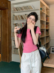 CozyDays Multi-Color Shoulder Short-Sleeved T-shirt Womens Summer Bandage Dress Slim Fit Inner Wear Padded Strap Vest Short Top