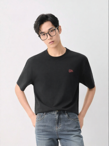 Cool Weight T-Shirt Black Short Sleeve Crew Neck