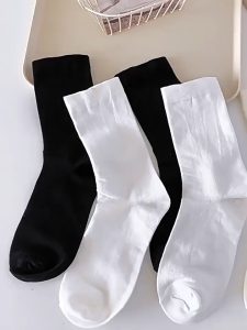 Falimottype Casual Soft Breathable High Elasticity Long socks Fashionable Versatile Solid Color Cotton Socks
