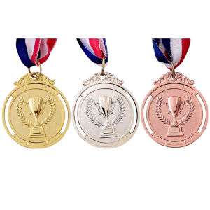 【New Arrival】 2 Inches Gold Silver Bronze Award Medal with Neck Ribbon Olympic Style Medal for Kids School Sports Meeting
