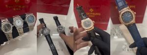 Đồng hồ nam Patek Philippe Nautilus 5711.BBD mặt kính Mineral chống xước viền đinh đá chống nước dây da đeo tay cao cấp
