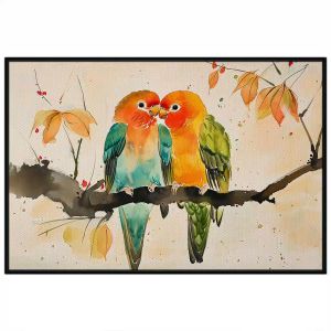 Tranh phong thủy tình yêu uyên ương mùa xuân.Tranh treo tường dán tường trang trí nội thất.CGI-974