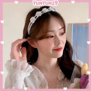 Cài tóc băng đô ngọc trai kết hợp hoa hồng và nơ xinh xắn phong cách tiểu thư TP25 yunyun29