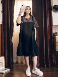 Summer New Arrival Fishtail Dress Plus Size Womens Clothing Mid-Length Skirt 100.00kg Fat Mm300 Fake Two Pieces Short Sleeve Skirt