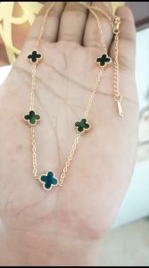 KALUNG TITANIUM ANAK ANAK BUNGA CLVR HITAM PANJANG 35CM ANTI KARAT DAN ANTI ALERGI FASHION ANAK PEREMPUAN