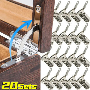 Anglebabylife 10/20Sets Spring Hinges with Screw L Shape 90° Antique Metal Hinge for Wooden Jewelry Box Wine Case Hardware Support Accessories