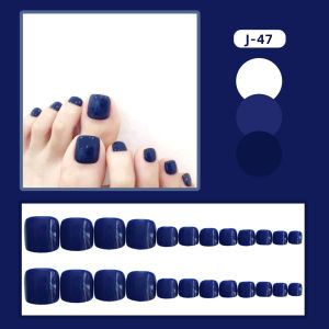 Toenail Dark Blue Fake Nail Patch Wear Manicure Bridal Short 24 Pieces Removable Finished Product Nail Tip