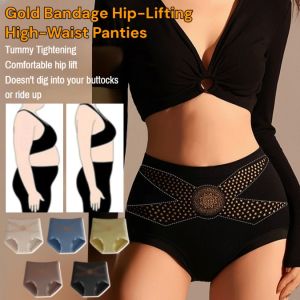 [Anti-gravity body shaping] Gold Bandage Hip-Lifting High-Waist Panties Traceless Abdomen Control Antibacterial Underwear Comfortable Cotton Crotch