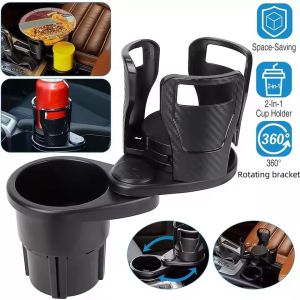 Multifunctional Car Cup Holder 360 Rotating Adjustable Double Layer Cup Holder Expander Adapter Car Cup Mount Mobile Phone Holder