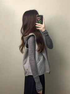 GEBOFU | French Stylish Simple Casual Cap Sleeveless Jacket
