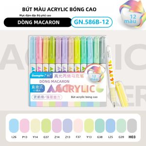 GuangNa Acrylic Bóng Cao Cấp Bộ Bút Đánh Dấu 12 Màu Đầu Cứng Vẽ Graffiti Bút Sơn DIY Văn Phòng Phẩm GN 168