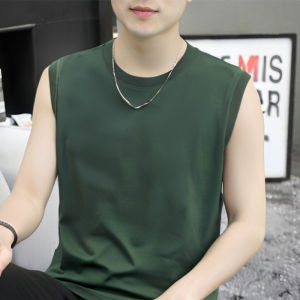 Mens Running Vest Wide Shoulder Pure Cotton Sleeveless Top Summer New Style Trendy Brand Outerwear T-shirt Breathable Casual