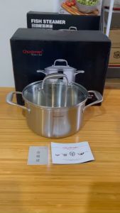 Nồi Inox 18/10 Chockmen C326-328 Size 16-18cm Nấu Canh Kho Thịt Cá Dùng Được Trên Mọi Bếp