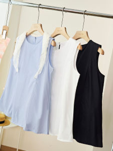 XIAOER | Áo Không T Tay Nhiều Mảng French Style Bamboo Cotton & Tencel