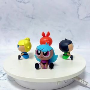 Bandai | Cartoon Anime The Powerpuff and Girls Series 4PCS Figure Kawaii Creativity Character PVC Model Desktop Toy Women Birthday Gift
