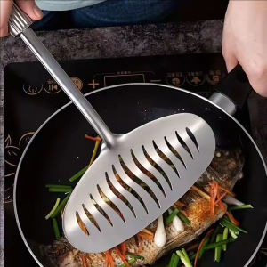 YESPERY Large Stainless Steel Fish Frying Spatula Nonstick Long Handle Steak Flat Shovel Kitchen Cooking Tool