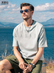 Enjeolon | American Style Letter Embroidery Loose Short Sleeve T-shirt