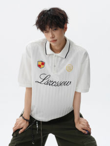 WUKONGYOUHUO | Vintage American Letter Printed Breathable Loose Mens Polo Shirt