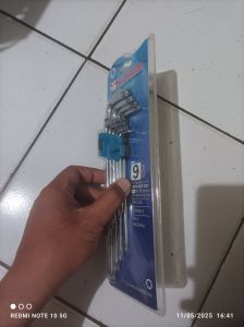 Fujiyama Kunci L set isi 9pcs extra panjang Metrik segi enam dan Bintang Lubang Japan Quality
