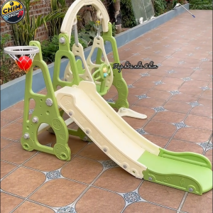 Bộ Cầu Trượt Xích Đu Cho Bé Hình Gấu Kèm Thang Leo Tải Trọng 50kg Đồ Chơi Vận Động Trong Nhà Cho Bé An Toàn Khỏe Mạnh