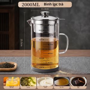 KuaKe | Bình Trà Kính Borosilicate Dày Chống Nóng