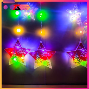 [ Hàng tốt ] Dây đèn rèm mành chớp nháy nhiều màu ngôi sao  đèn chớp nháy đủ màu đèn trang trí noel đèn chớp tắt giáng sinh trang trí tết nhà hàng khách sạn (Tamon_Shop)