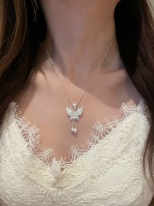 999 Pure Silver Butterfly Bell Flower Silk Tassel Necklace Womens Luxury New Chinese Style Pendant Clavicle Chain Jewelry