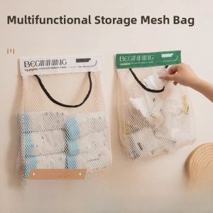 Kitchen Waste Bag Storage Magic Net Pocket Wall-Mounted Large Capacity Desktop Organizer Plastic Bag Holder Cabinet Door