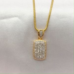 จี้ทองเพชรเรียง ขนาด 1x2cm ชุบทอง ทองเกรดพรีเมี่ยม ใส่ออกงานได้ ใส่ได้ทุกโอกาส รูปถ่ายจากสินค้าจริง งานสวยพร้อมส่ง