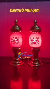 [Giá cặp] Đèn thờ thủy tinh Phú Quý (Nhỏ - Trung - Lớn) đỏ sử dụng bóng ớt dùng thờ cúng ông bà