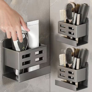 Wall-mounted Bathroom Storage Shelf Drainage Toothbrush Cosmetic Hair Dryer Holding Rack Organizer Storage Rack