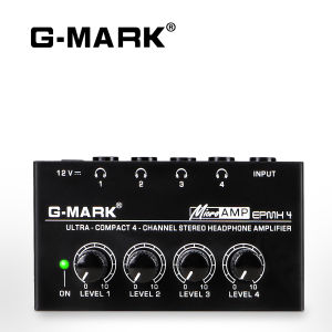 G-MARK EPMH4 Stereo Headphone Amplifier Whole Metal Ultra-Compact 4 Channels Mini Earphone Splitter for Multi People Music Monitoring Music Sharing