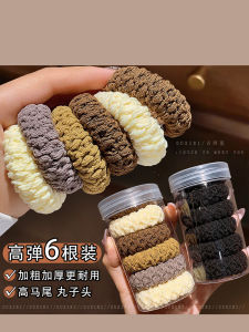 ยางรัดผมหนาสำหรับผู้หญิง 2024 ยางรัดผมแบบใหม่สำหรับหางม้าสูง ยางยืดสุดหรูหราพร้อมเค้กหนัง เครื่องประดับผมสไตล์เกาหลี