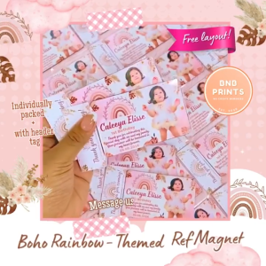 PINK BOHO RAINBOW REF MAGNET- CUSTOMIZED ATM SIZE WITH PACKAGING AND HEADER TAG