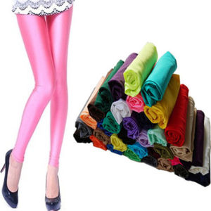 Summer 2024 Womens Ice Silk Thin Nine-Piece Base Pants Elastic Versatile plus Size Colorful Glossy Leggings Slimming Trousers
