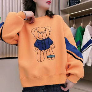 เสื้อสเวตเตอร์คอกลมแขนยาวหลวมๆ สำหรับผู้หญิง ฤดูใบไม้ผลิและฤดูใบไม้ร่วง เสื้อผ้าทำงานสไตล์เกาหลี ปกติ ปกติ