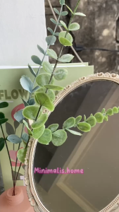 Daun Eukaliptus Lebar Yugali Single Plastik Lebar Tinggi 38cm Pelengkap Bunga Artificial Buket Minimalis Home